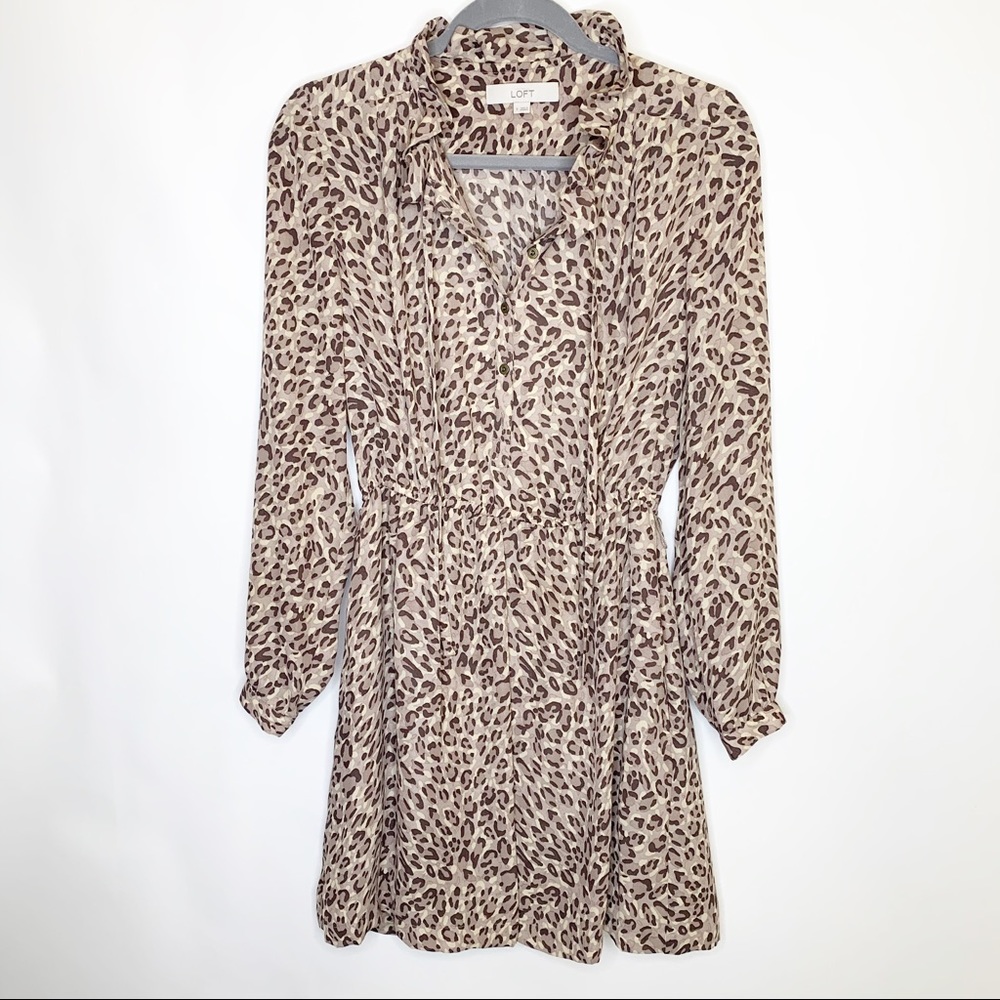 LOFT Leopard Print Midi Dress Size 6 - Picture 1 of 8